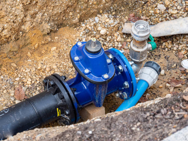 istock Water pipe is being renovated Construction site 1182625550