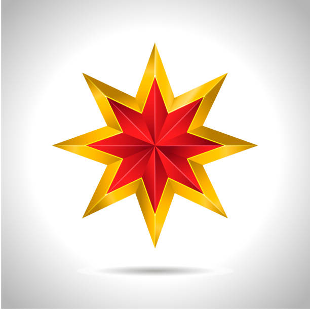 istock Gold red star vector illustration 3D art symbol christmas 1182630337