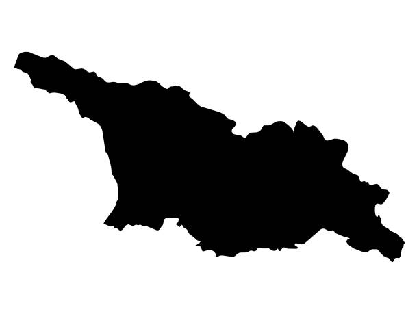 черная карта грузии - грузия stock illustrations