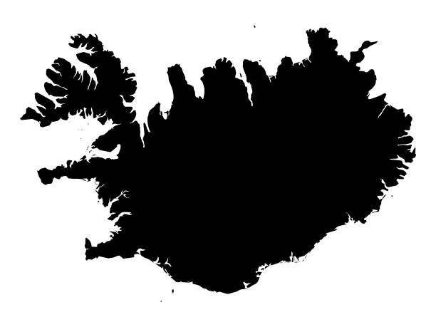 czarna mapa islandii - iceland stock illustrations