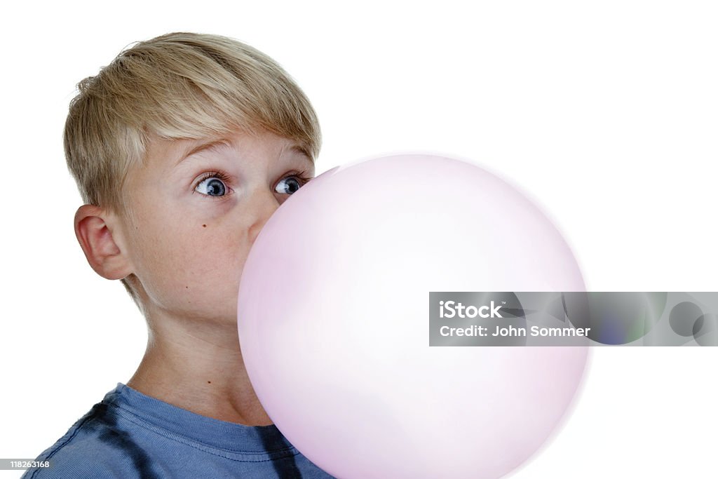 Junge einen großen-Blase - Lizenzfrei Kaugummi Stock-Foto