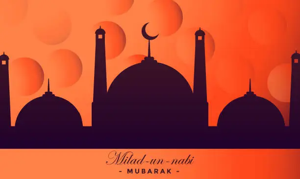 Vector illustration of Flat milad un nabi mosque background