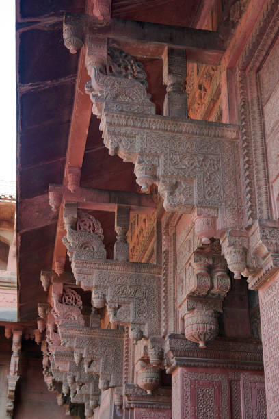 агра (красный) форт, агра, индия. - carving monument fort pradesh стоковые фото и изображения