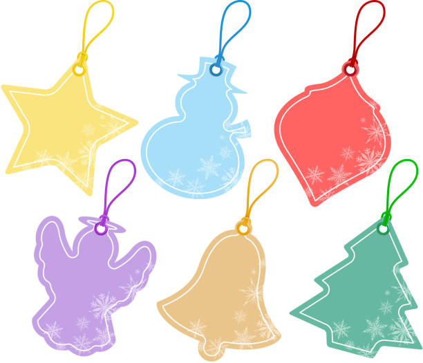 Christmas Price Tags Christmas price tags in pastel color. pendant stock illustrations