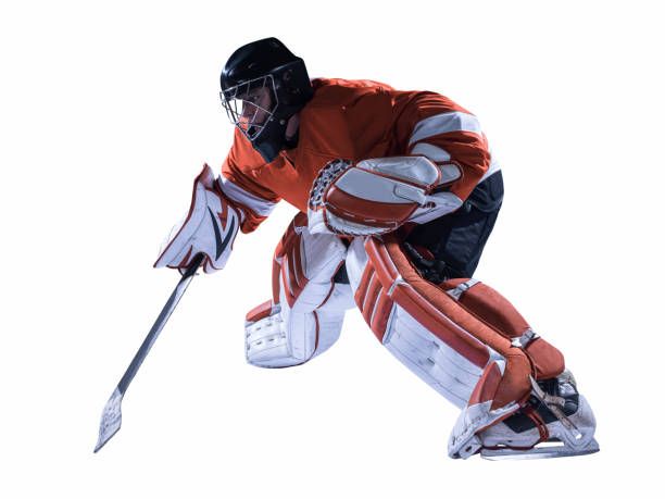 istock Ice hockey player isolated on white background 1182635155