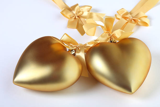 istock Two Golden Hearts Christmas Decoration 118263525