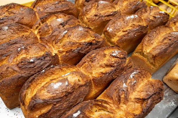 istock Rustic bread freshly baked in a traditional oven 1182640511