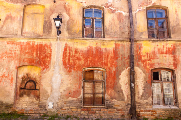 istock Colorful wall with windows in Vilnius old town, Lithuania. 1182640847