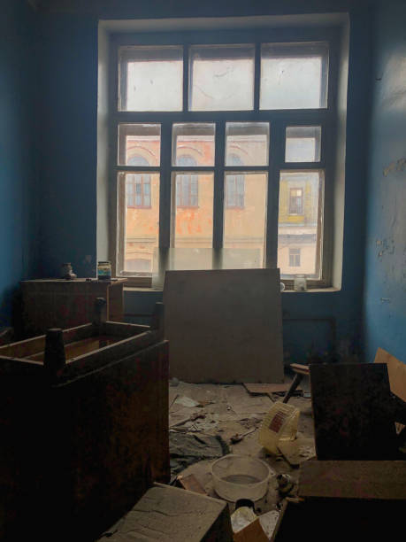 istock Old workshop of an abandoned factory 1182642218