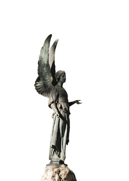 image d'un ange de gardien d'isolement sur le fond blanc - statue angel marble white photos et images de collection