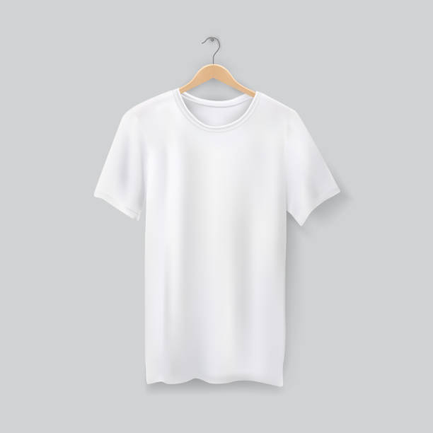 ilustraciones, imágenes clip art, dibujos animados e iconos de stock de unisex camiseta 3d sobre percha de ropa. camiseta en blanco - white shirt