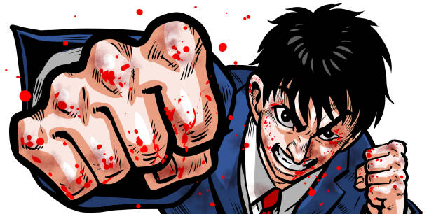 ilustraciones, imágenes clip art, dibujos animados e iconos de stock de golpe - blood on knuckles