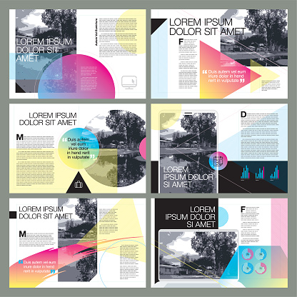 A set of 6 contemporary page layout designs.