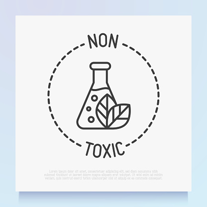 Non toxic symbol. Thin line icon for organic product. Modern vector illustration.