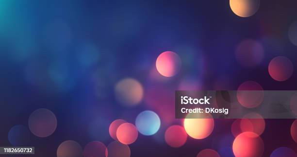 Abstract Multi Colored Bokeh Background Lights At Night Autumn Fall Winter Christmas Stock Photo - Download Image Now