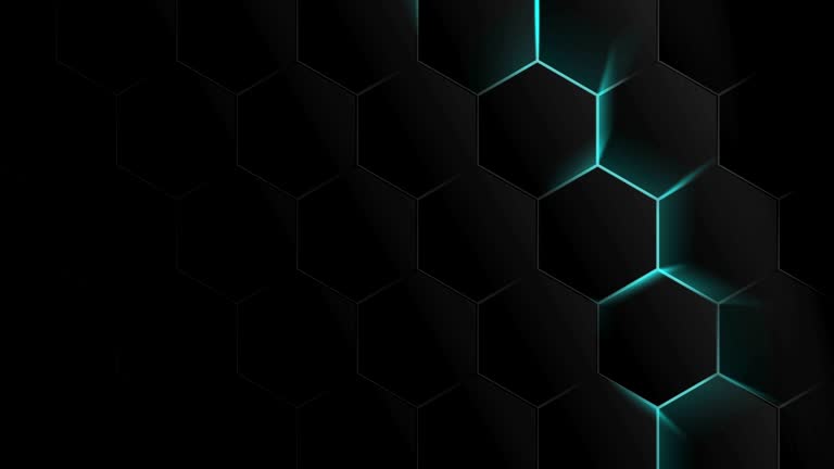 motion graphic, hexagon with blue light