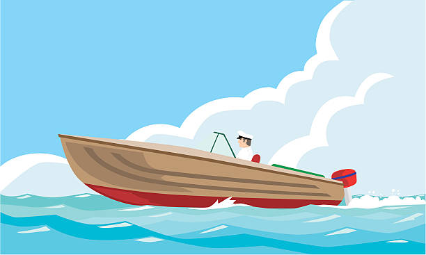 ilustrações, clipart, desenhos animados e ícones de barco a motor - motorboating