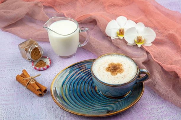 istock Turkish Salep or Sahlep with cinnamon sticks / Christmas Eggnog. Served with cinnamon sticks and orchid flower. 1182653345