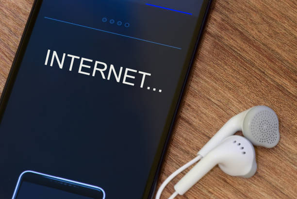 istock Inscription on smartphone screen - INTERNET.business consept 1182653858