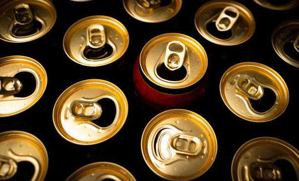 istock Abstract pattern of opened aluminum cans 1182656764