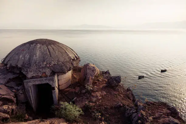 Old military bunker at Lake Ohrid in Lin village, Albania. Personal editing.