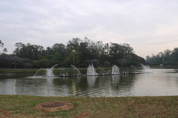 istock water fountain in artificial lake 1182664219