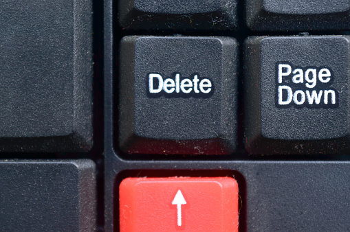 The keyboard delete key used deletes the highlighted text, image or group of images. Pressing Delete (DEL) Delete key removes characters.