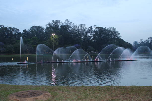 istock water fountain in artificial lake 1182669368