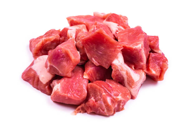 istock Fresh raw pork pieces isolated. 1182669737