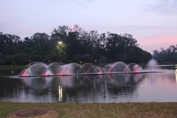 istock water fountain in artificial lake 1182671360