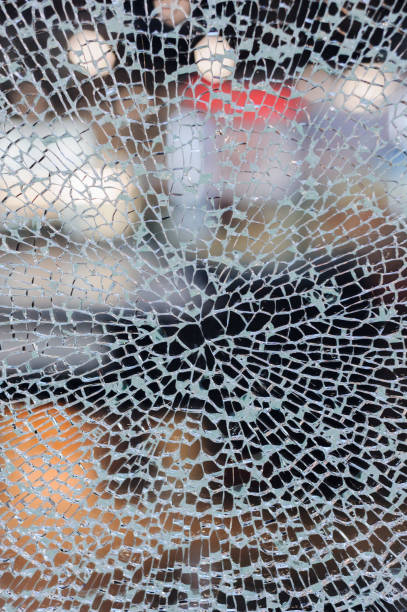 istock Broken protection glass in trade center 1182673190