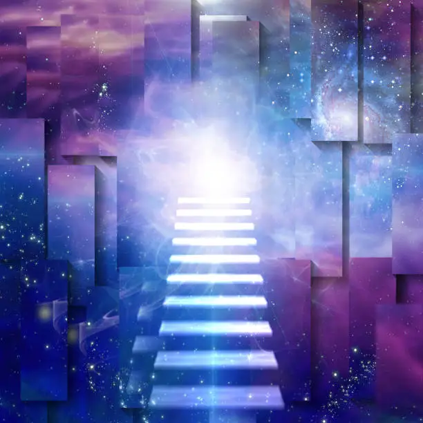 Steps up into cosmos. Spiritual composition