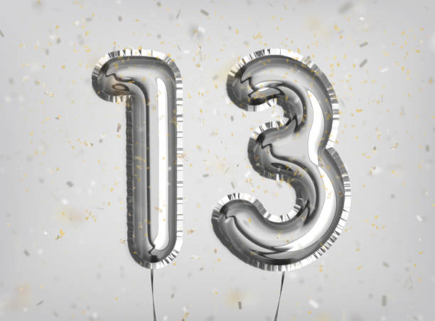 istock 13 years anniversary. Happy birthday joy celebration. 1182673484