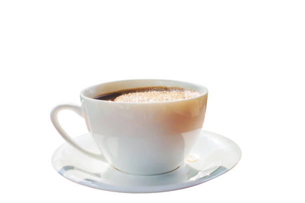 istock Black of hot coffee Cup with bubble isolated on white background 1182674279