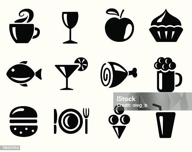 Ilustración de Iconos De Comida Y Bebida y más Vectores Libres de Derechos de Alimento - Alimento, Bebida, Bebida alcohólica