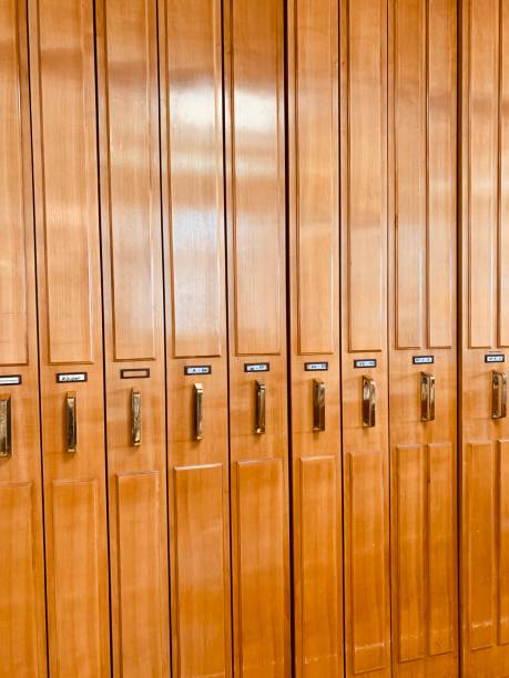 istock Wooden Shelf Sliding Doors, closed 1182675929