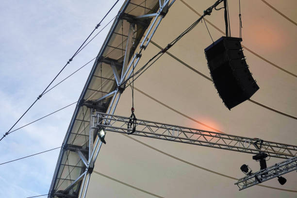 istock Stage details, tent and loudspeaker 1182679430
