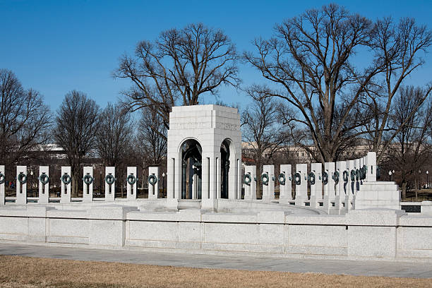 istock A war memorial in a park on a clear, blue day.  118268031