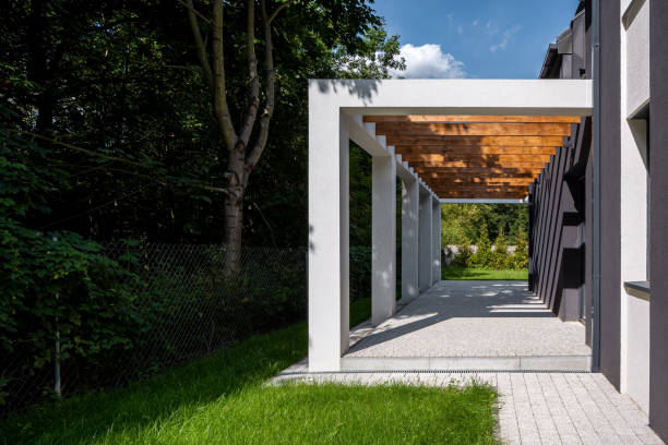 istock Modern patio of new house 1182682381