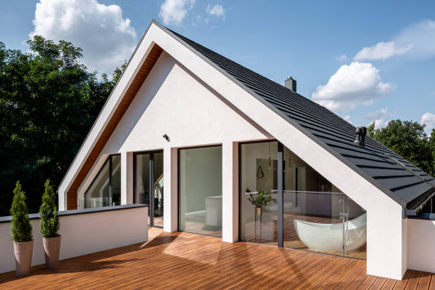 istock Elegant wooden home terrace 1182682388