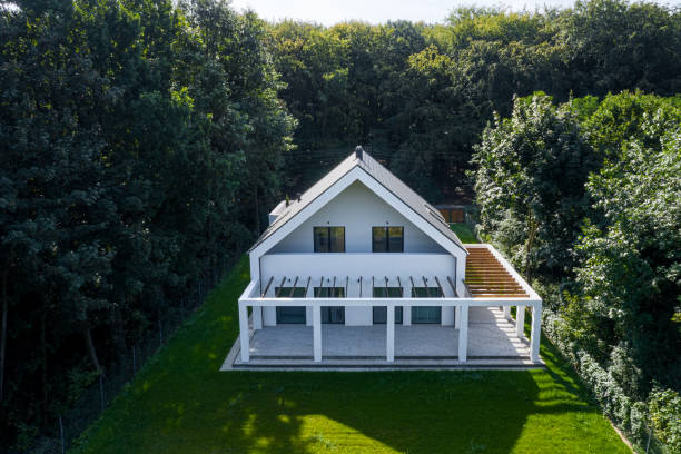 istock New designed house, aerial view 1182682394