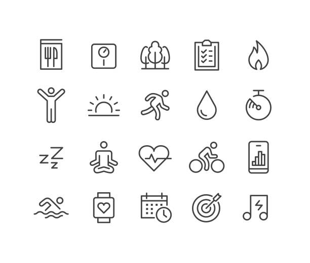 Fitness Icons - Classic Line Series Fitness, exercising, exercise class icon stock illustrations