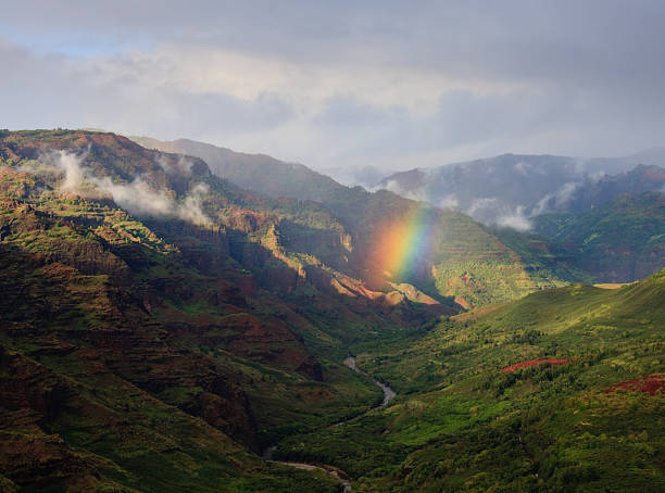 istock Rainbow falling on river in Waimea Canyon 118268658