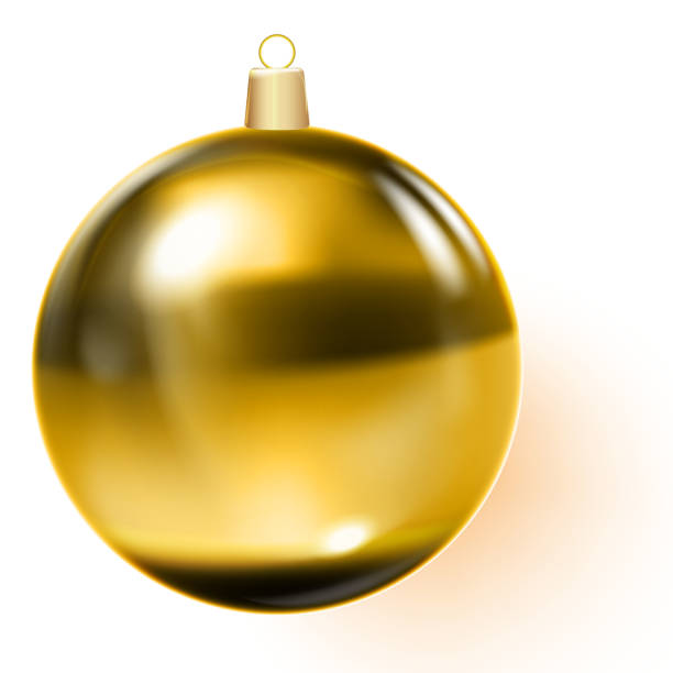 золотой рождественский шар. золотая рождественская елка игрушка. - castor oil stock illustrations