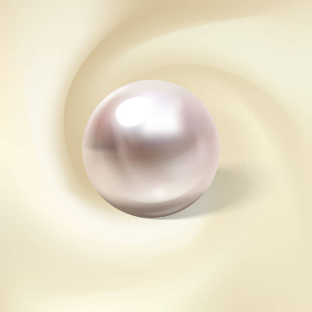 ilustrações de stock, clip art, desenhos animados e ícones de light silk, rolled around a realistic pearl. vector - vector love jewelry pearl