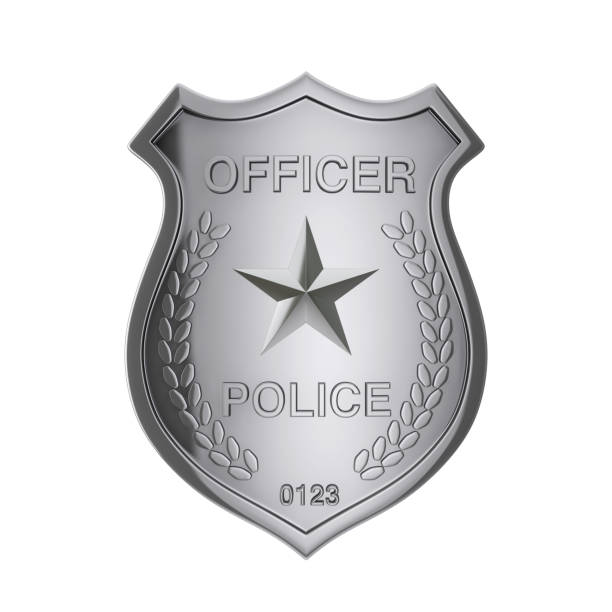 Silver Police Officer Badge. 3d Rendering