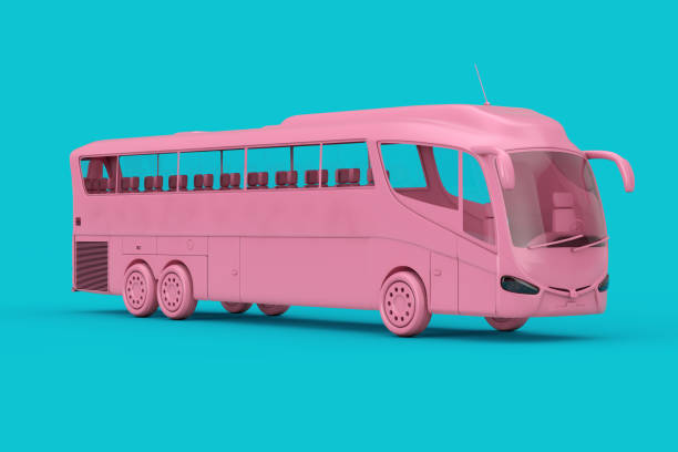 istock Big Pink Coach Tour Bus Duotone. 3d Rendering 1182690025