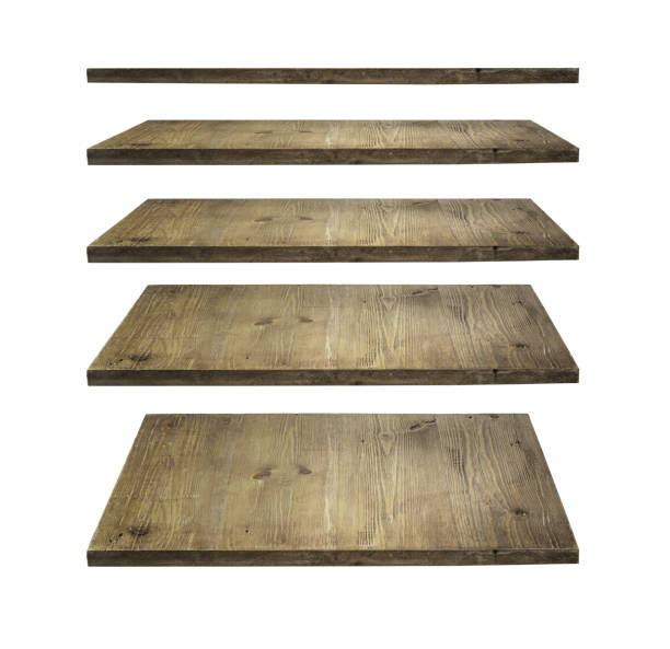 istock Wooden shelf isolated 1182691986