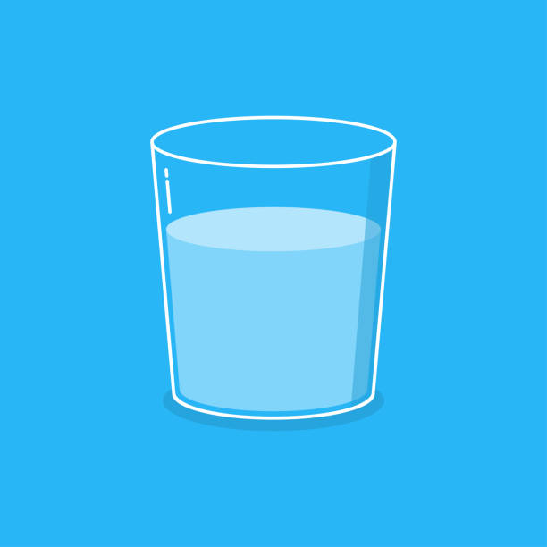 Glass with water in a flat style Glass with water in a flat style water thinking bubble drop stock illustrations