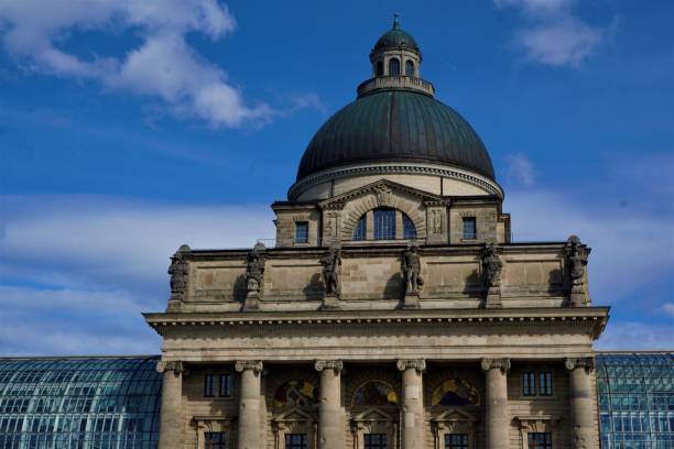 Close view of the Bavarian State Chancellery in front of blue sky Close view of the Bayerische Staatskanzlei in front of a blue sky bavarian state parliament stock pictures, royalty-free photos & images